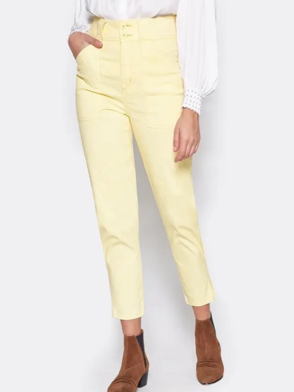 NWT Joie Womens Mirenda High-Rise Straight-Leg Pants - Yellow - Size 6